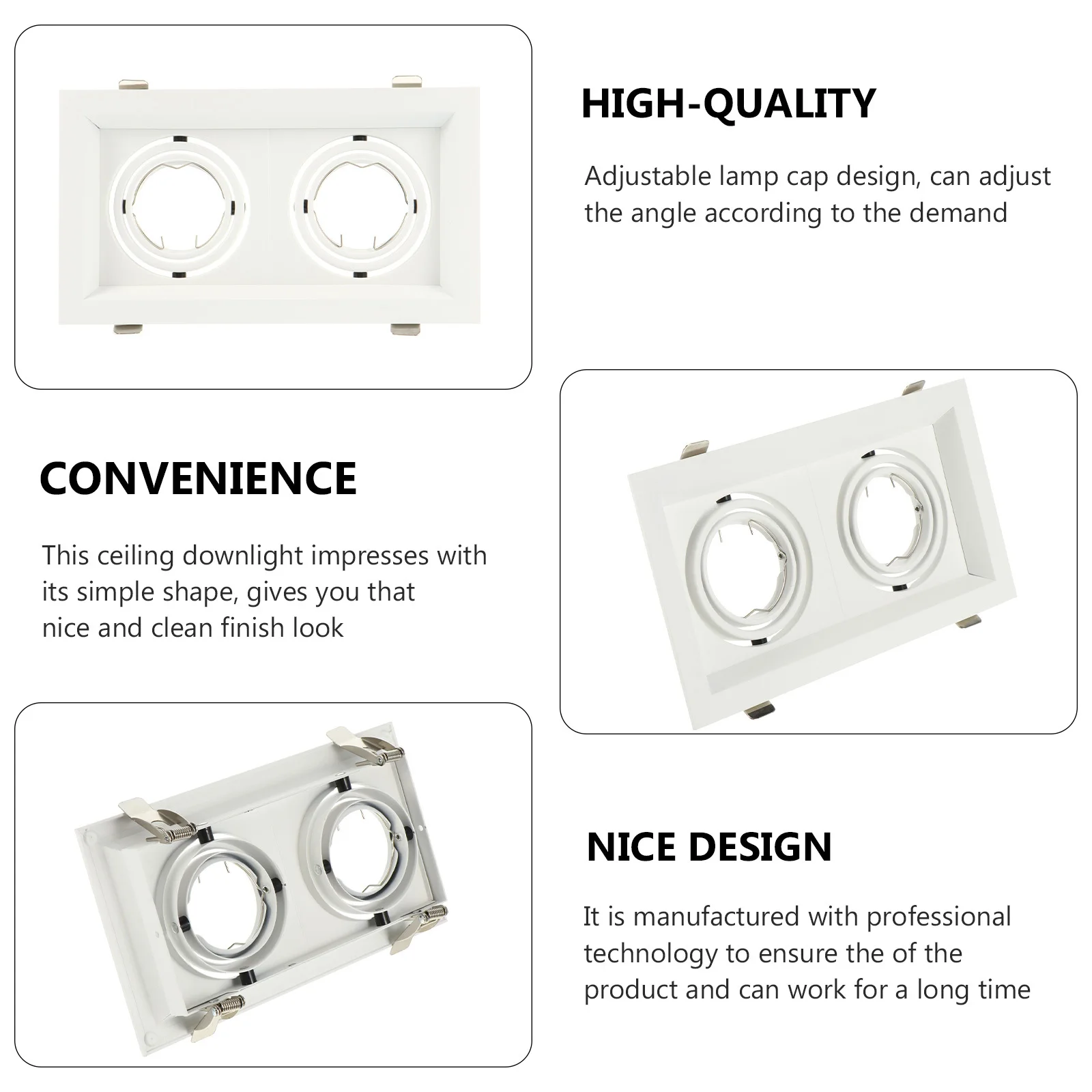 

1pc Led Spotlight Shell Dual Head Adjustable For Mr16 Ceiling Lamp Mounting Frame Light Recessed Trim Spotlights Fitting