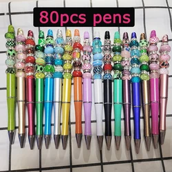 80pcs Bead Ballpoint Pen Beadable Pen DIY Beads Student Stationery Gift Pen School Office Supplies Stationery Pens Teacher Gift