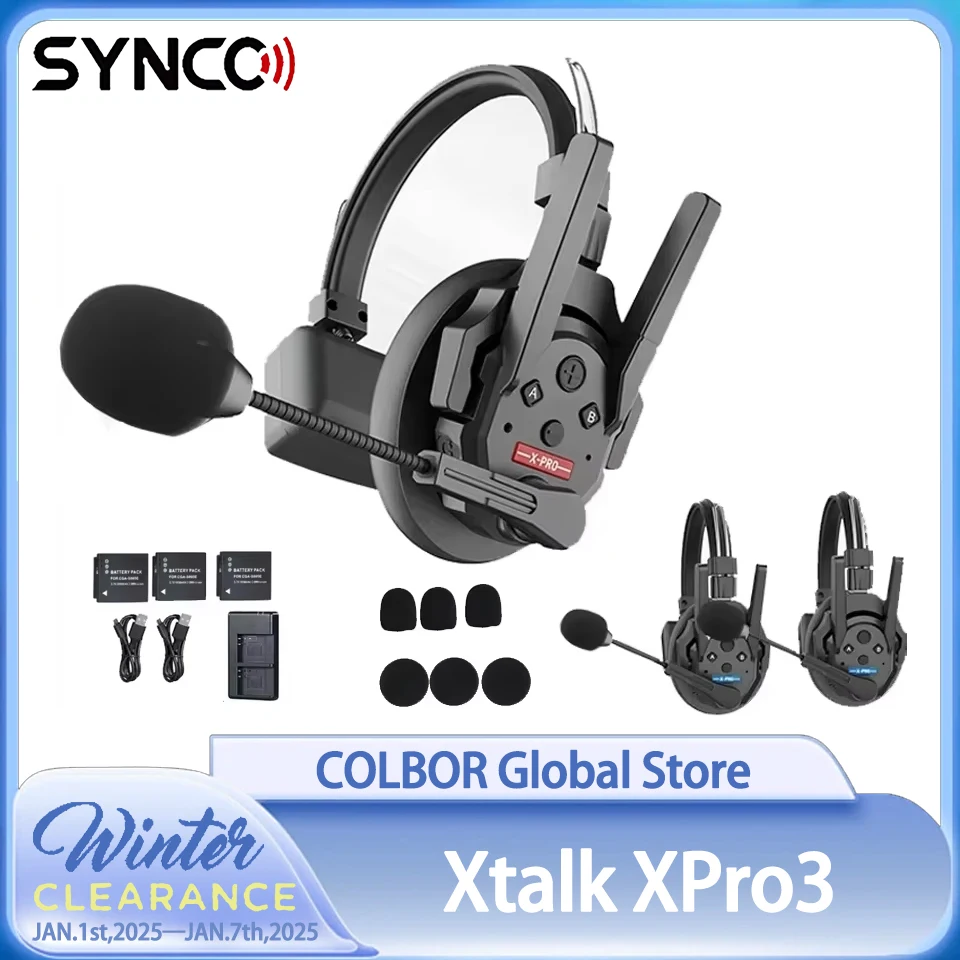 SYNCO Xtalk Xpro X3  2.4G Full-Duplex Single-Ear Reduction Remote Headset Wireless Intercom for Filmmaking Studio