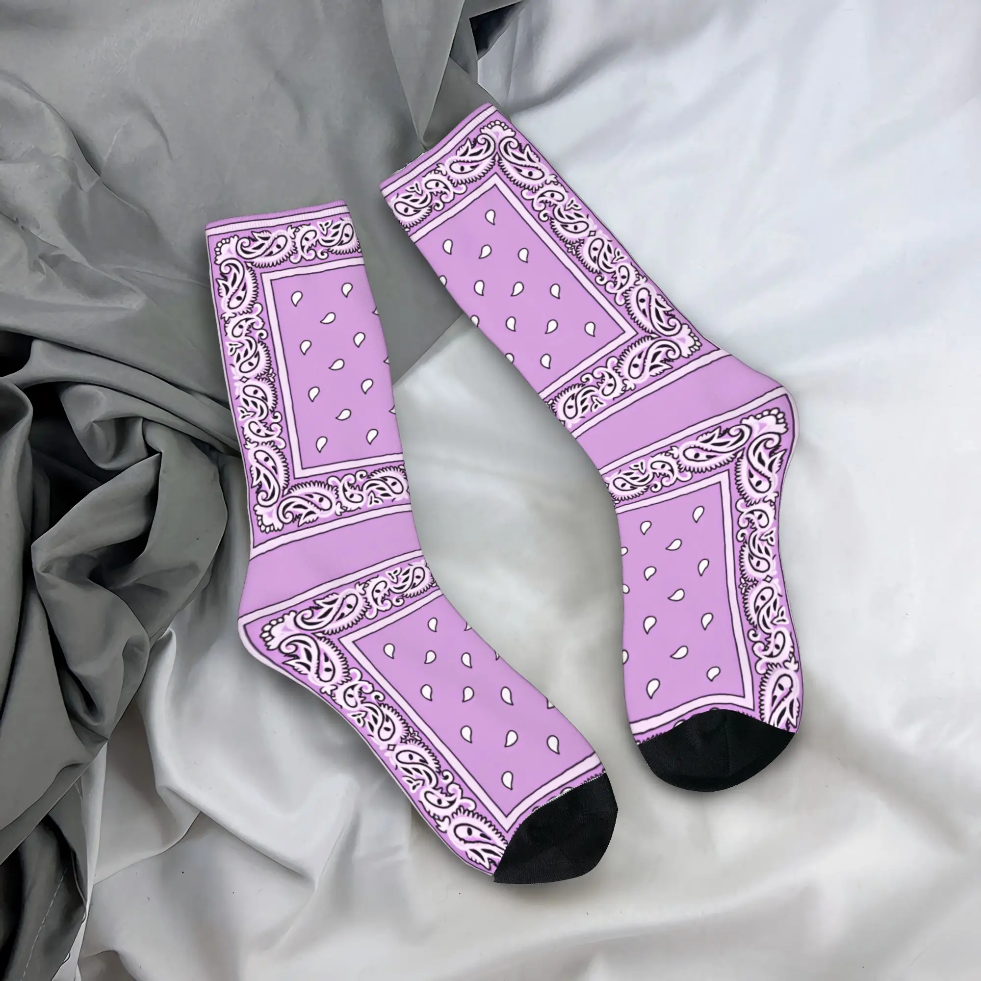 Unisex Men Socks Light Pink Classic Paisley Stockings Non-Slip Warm Soft Socks Autumn Funny Graphic Skateboard Socks