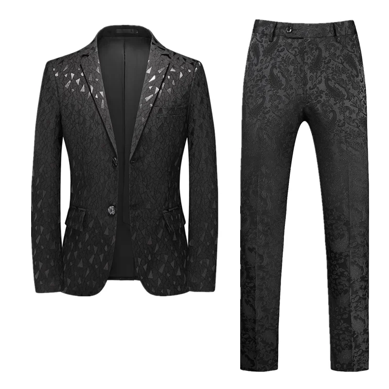 Summer New Men Wedding Suit 2 Piece 2024 Fashion Men\'s Business Luxury Blazers Jacket and Pants Large Size 6XL Slim Fit Dress