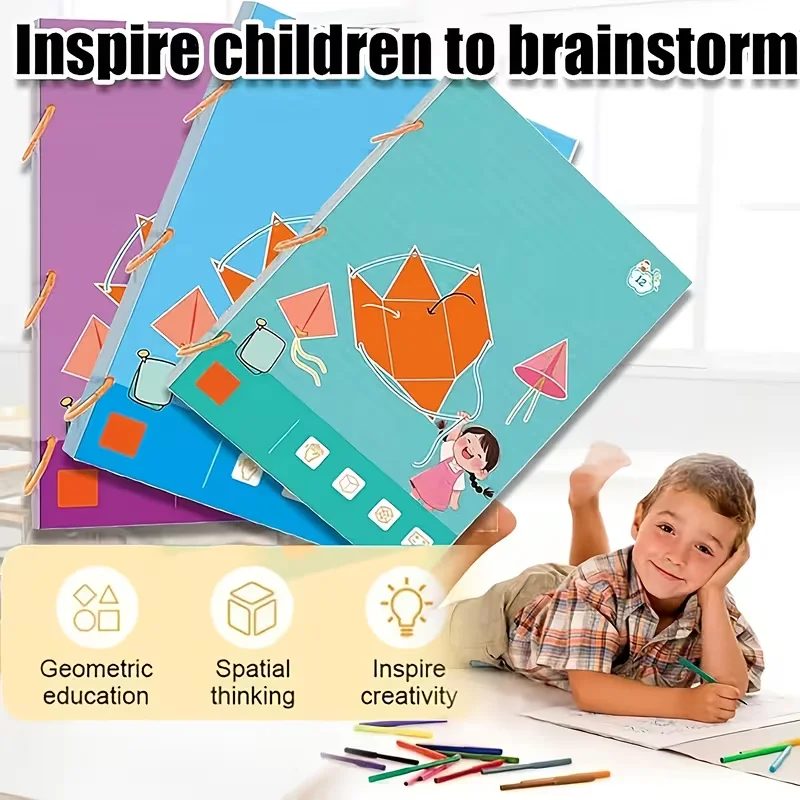 سحب سلسلة ثلاثية الأبعاد الهندسة كتاب تعلم الأطفال DIY بها بنفسك الكتب الصلبة الصلبة نماذج هندسية لعبة التدريب على التفكير الفضائي