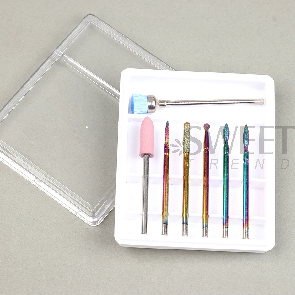 Diamant Nagel Bohrer Cutter Set Professionelle Fräsen Sauber Ausrüstung Werkzeug Grat Remover Polnischen Pinsel Maniküre Pediküre Kit LYSET-RU