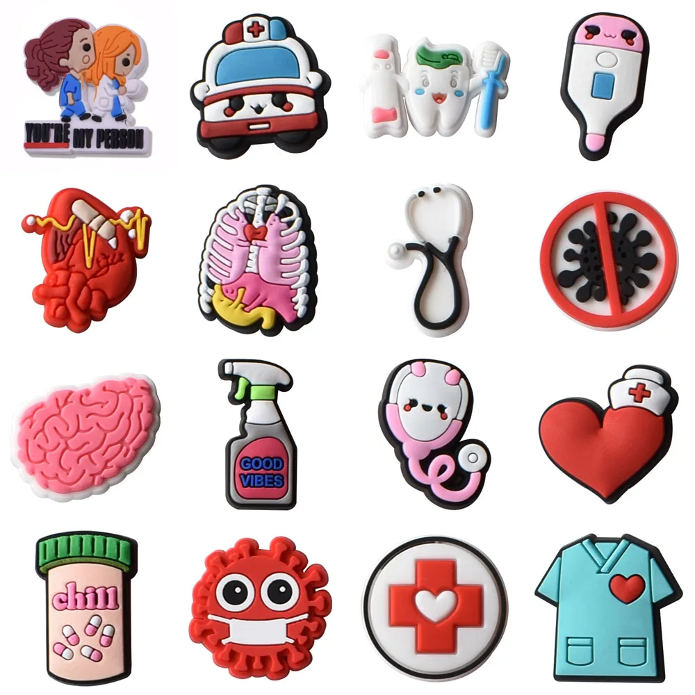 1pcs Doctor Nurse Shoe Charms Decorations Fits for Crocs Boys Girls Kids Women Teens Christmas Gifts Birthday Party Favors Pins