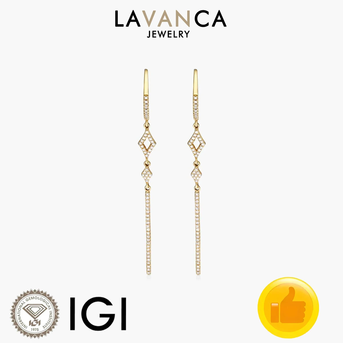 Brilliant Round Cut Lab Grown Diamond Tassel Earrings 9K/14K/18K Solid Gold Lab Diamond Tassel Earrings Fine Jewelry For Women