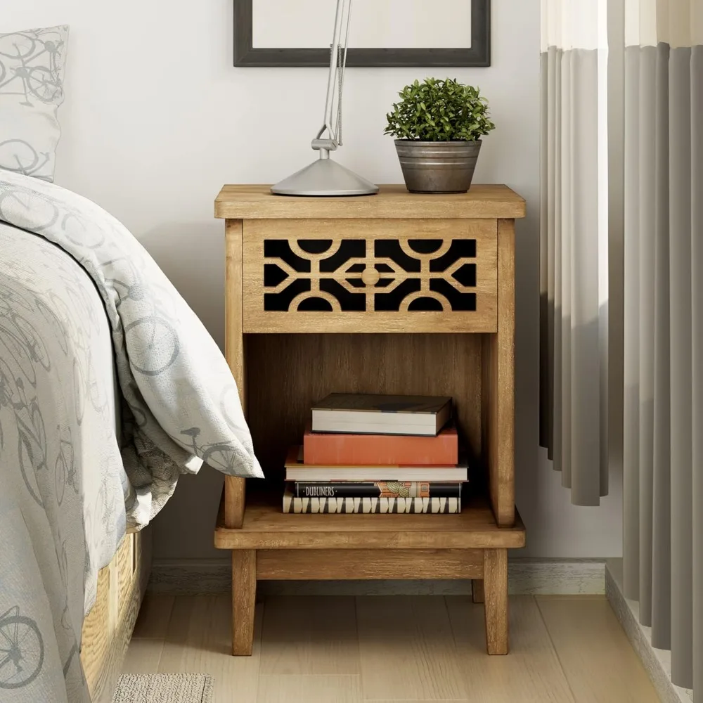 منضدة مصنوعة يدويًا من خشب التنوب مع رف أمامي منحوت ورف مفتوح لبلد بوهو العتيق والبلد الفرنسي وأنماط المزرعة