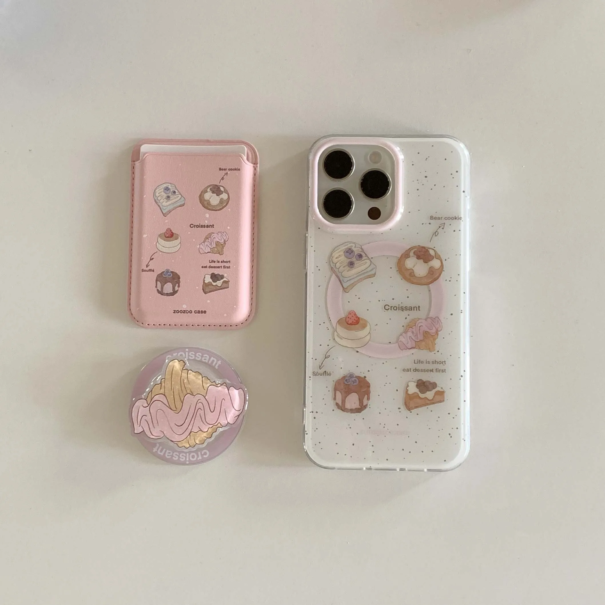 Ins bread toast Croissant, soporte magnético de dibujos animados, bolsa para tarjetas, paquete imd, funda de teléfono para iphone 12, 13, promax, 14, 15 pro max