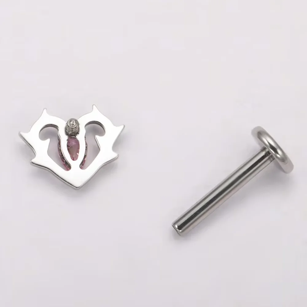 G23 التيتانيوم الشرير نمط بأكسيد زركونيا الحب على شكل قلب شوكة أقراط سوبر كول الأذن العظام الشفاه ترصيع هيئة ثقب المجوهرات