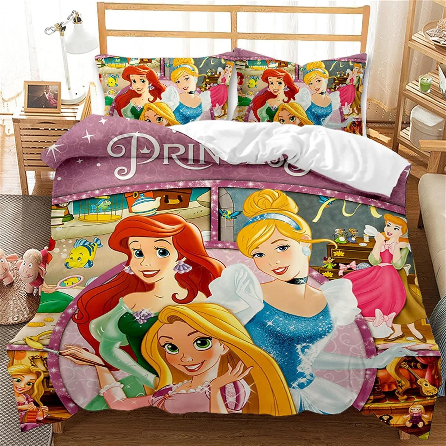 Aladdin Jasmine Princess Duvet Cover For Girls,Disney Animated film Bedding Sets,Princess Quilt Cover For Children Cute Gifts