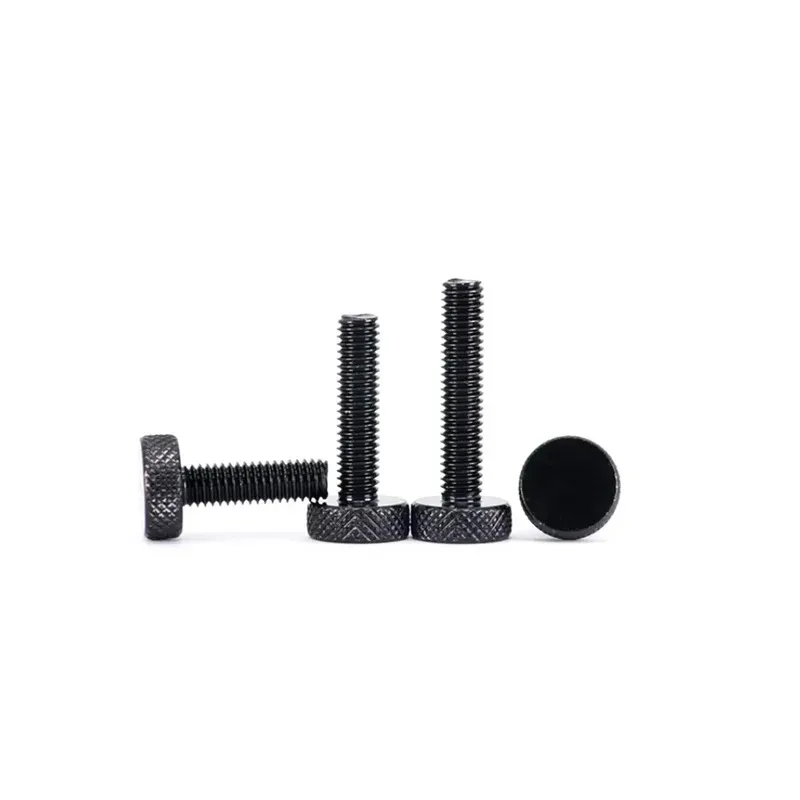 Hand Twisted Adjustment Bolt Iron Black Knurled Screw Mesh Large Head Flat Head M3-M8