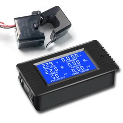 Single Phase Digital Wattmeter Power Indicator AC 220V 6in1 Current Voltage Power Frequency Energy Meter PZEM-022 With Split CT