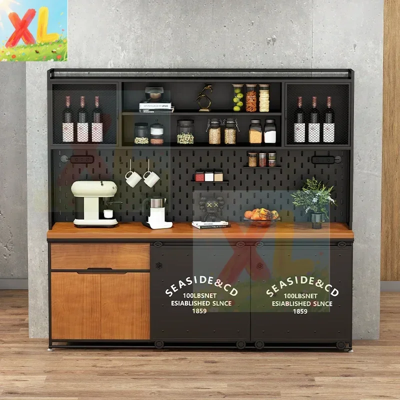 

Industrial style dining side cabinet integrated loft wrought iron tea cabinet living room storage side cabinet storage