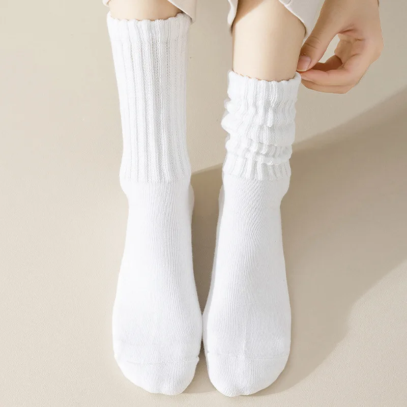 6 Pairs Women's Autumn Winter Mid-Calf Socks Fashionable Simple Solid Color Warm Comfortable Casual Stacked Knitted Socks image 6