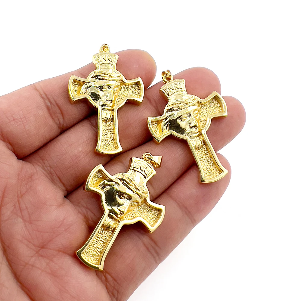 Fashion Religious Belief Jesus Cross Pendant Gold Color Necklace Catholic Accessories For Church Prayer Women Men  Jewelry Gift