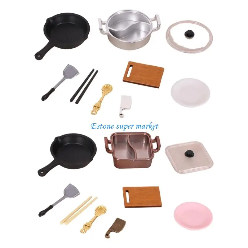 

090B Miniature Kitchen For Dollhouses 1/12 Scale Hot Pot Utensils Compact Size