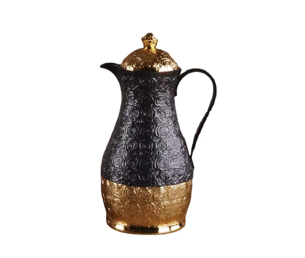 1000ML Vacuum Flask Metal Body Glass Liner Coffee Thermos Arabic Morocco Luxury Style Coffee Flask Thermos