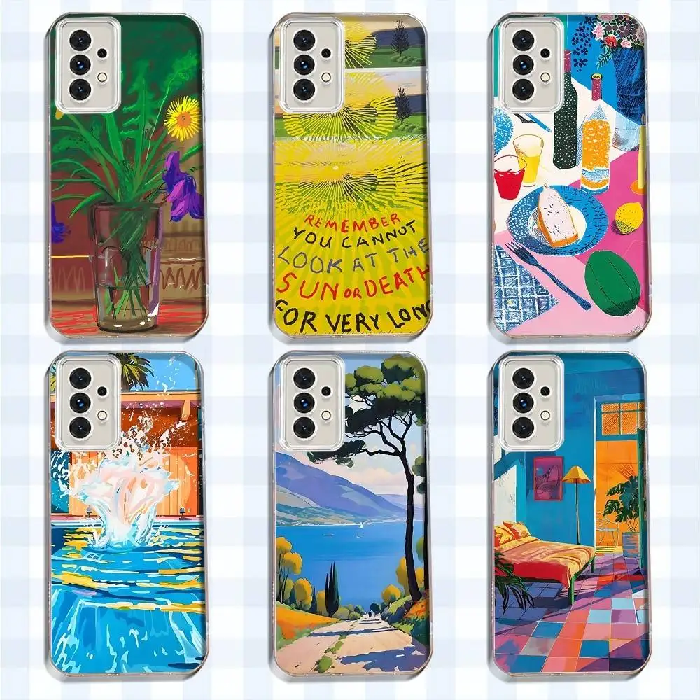 

Art D-David H-Hockney Phone Case For Samsung S24,30,21,22,23,20 FE,lite,PIus,Ultra,5G,Note,9,10 Transparent Cover