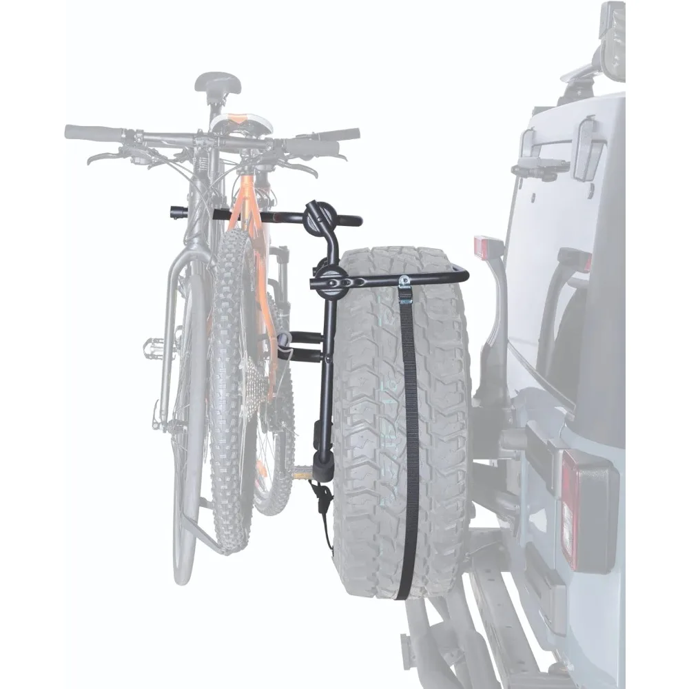 Rhino-Rack Spare Tire Bike Rack, 2 Bike Carrier, Holds Many Types of Bikes, Black (RBC025)