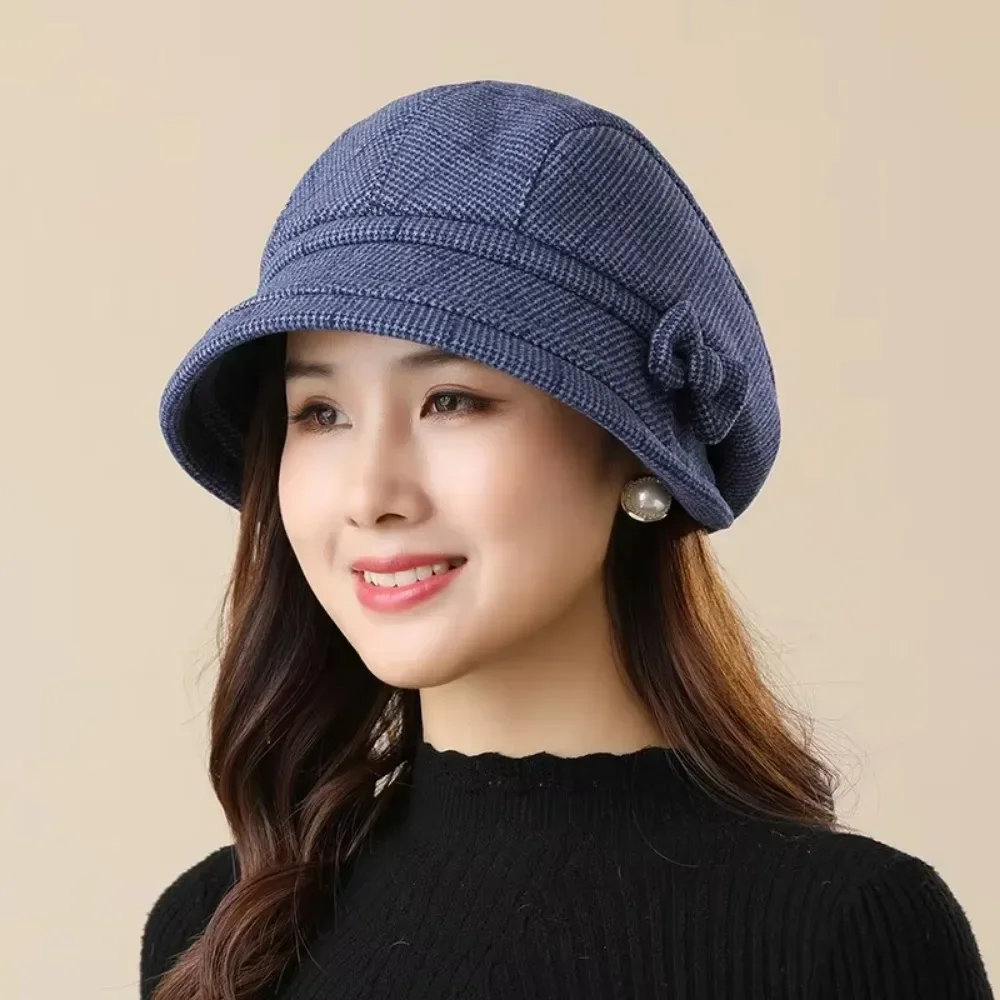 

Women's Winter Warm Bucket Hat, Fashion Fisherman Cap for Autumn Outdoor Travel, Middle Age Elderly Casual Thermal Beanies베레모