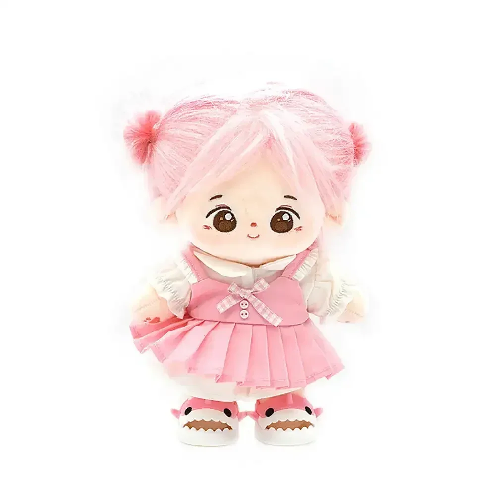 Mini jupes plissées de princesse, barboteuses en coton de 20cm, peluche de dessin animé, tenue de remplacement, robe de jeu, accessoires de maison