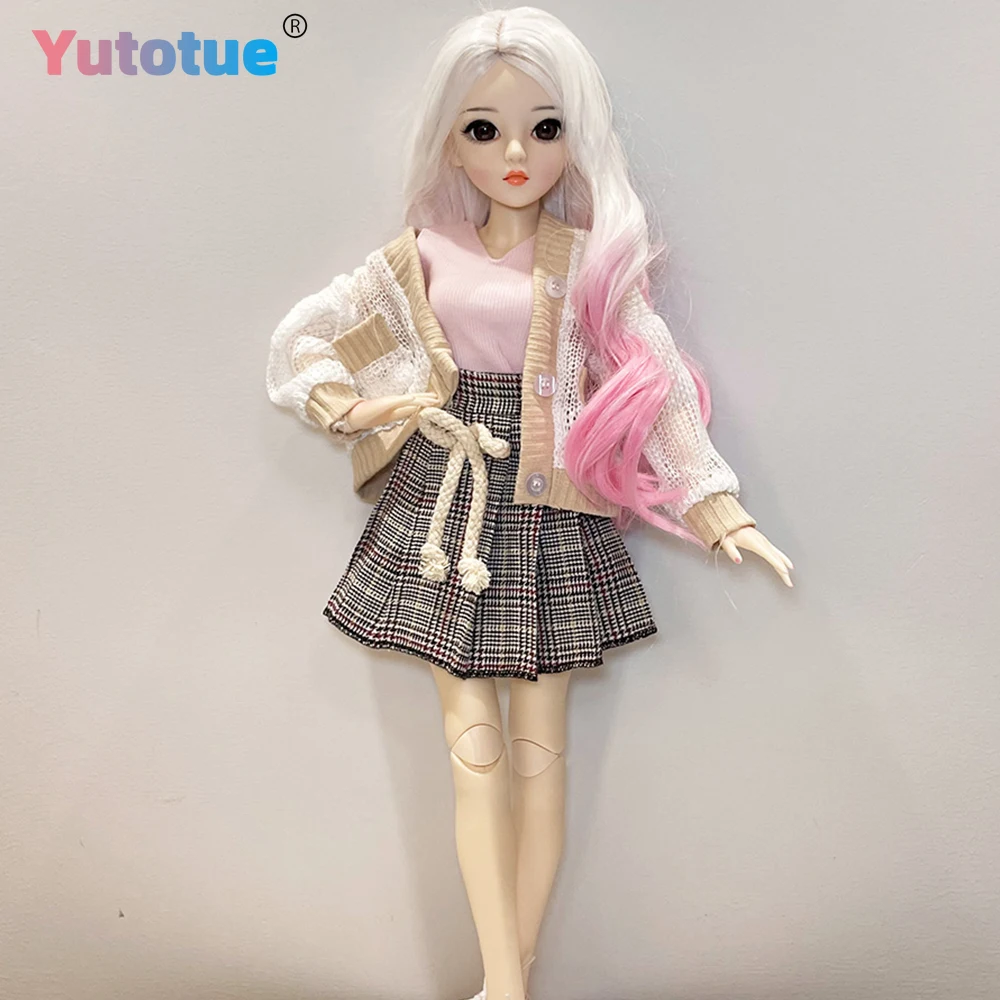 YUTOTUE Bambola da ragazza da 24 pollici di altezza con set completo di vestiti rimovibili Abiti Parrucche ricci di colore sfumato Regalo giocattolo per bambini