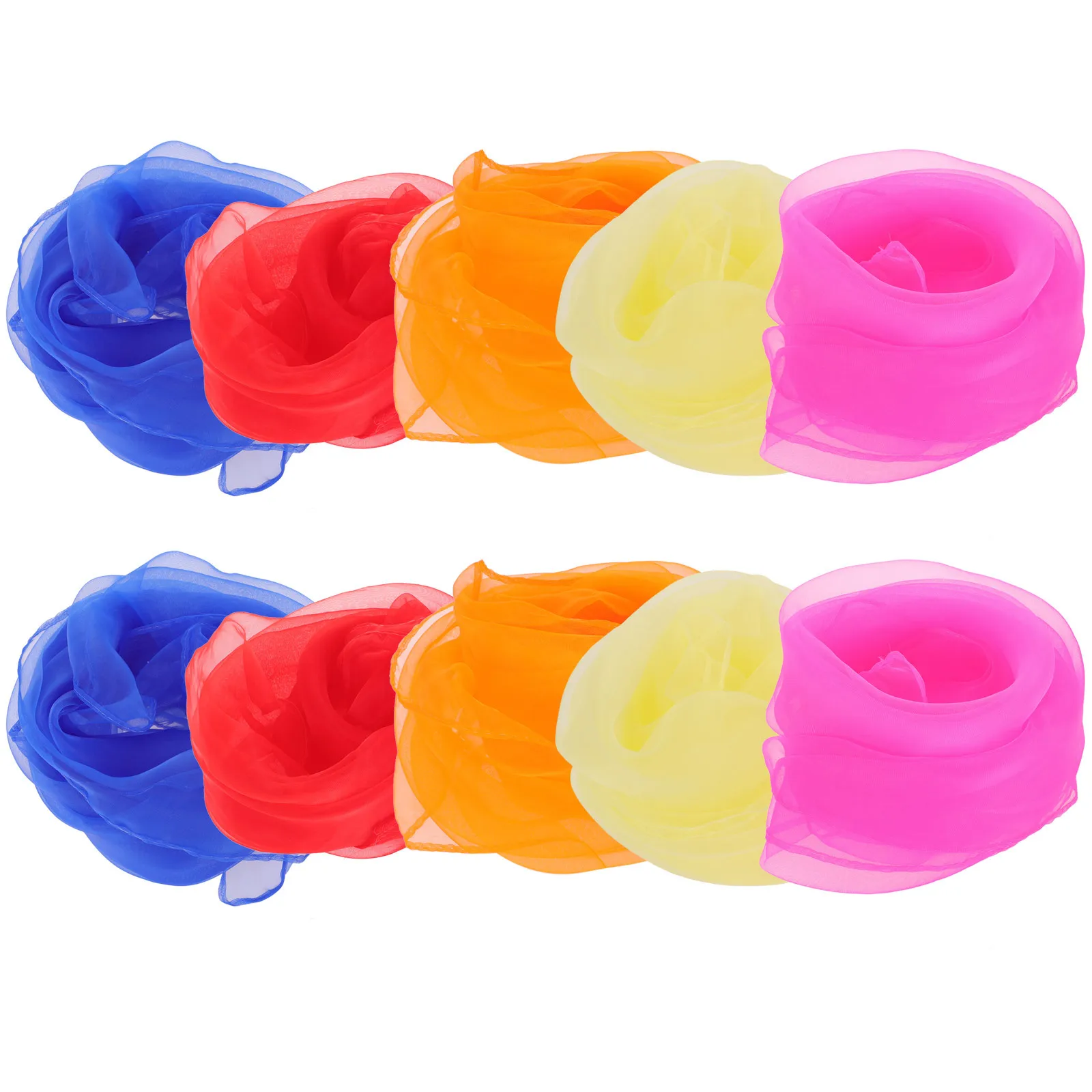

10Pcs Colorful Hemmed Scarves Children Play Props Juggling Scarf Stage Performance Decorative Play Scarves Juggling Scarf Props