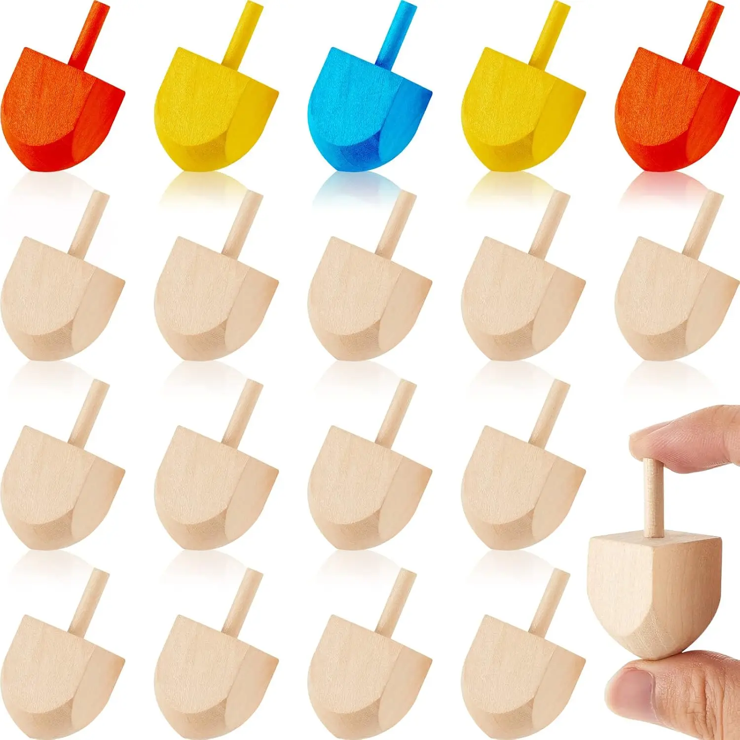 10 Pcs Hanukkah Wooden Dreidel Blank Wooden Dreidels Unfinished Natural Wood Dreidels for Hanukkah Party DIY Projects Crafts