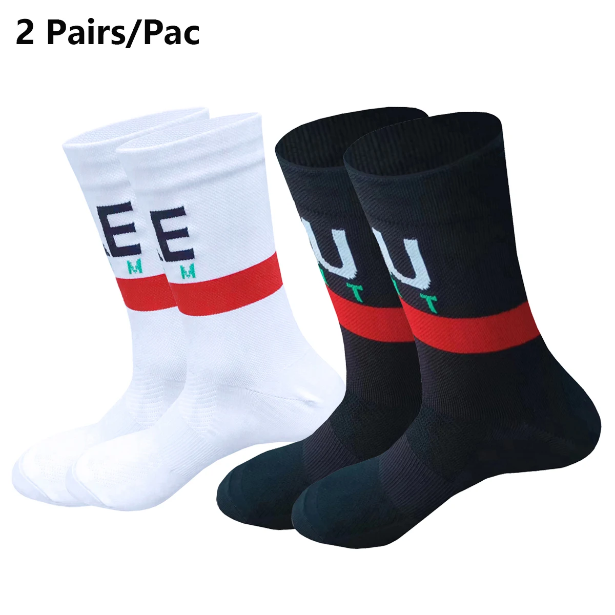 2 Pairs Back White UAE Team Socks Men Women Mid-calfFootball Socks Round Cup Anti Slip Running Soccer Socks Sporting