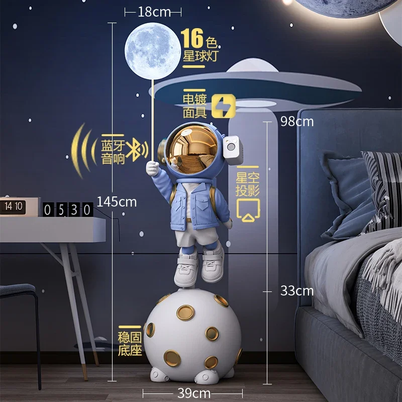 Imagem -05 - Grandes Ornamentos de Astronautas do Céu Estrelado Alto-falantes Bluetooth Lâmpadas Decoração de Salas e Quartos Presentes Móveis 145cm