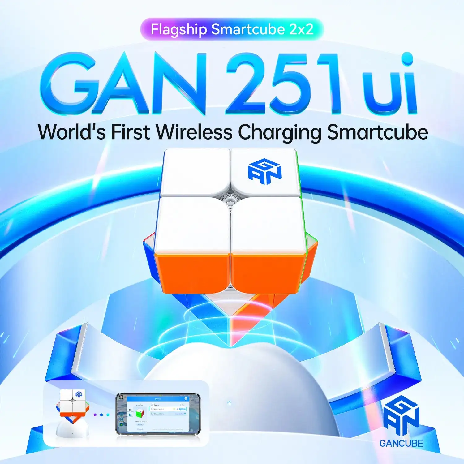 [ECube] GAN251UI 2x2 Magnetic Smart Speed Cube Professional GANCUBE 251M 2x2x2 Mangetic Cubo Puzzles GAN251 Magic Cubo