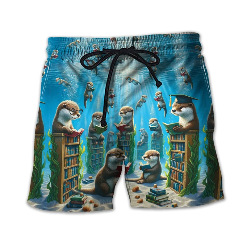 Otter Bades horts lustige Tier Strand Shorts Hip Hop männliche Stämme Lutrinae Boards horts Hawaii Boards horts Aloha Bermudas