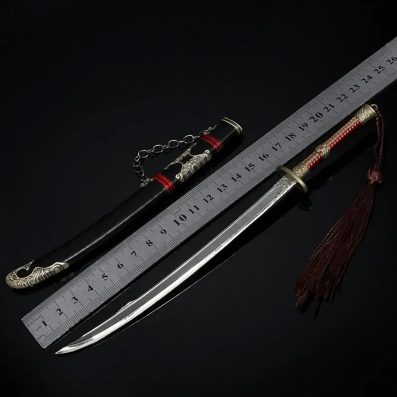 Red Flame Royal Guards Film and Television Peripherals 22cm Uncut Juguetes Crazy Blade Full Metal Replica Miniature Weapon Model