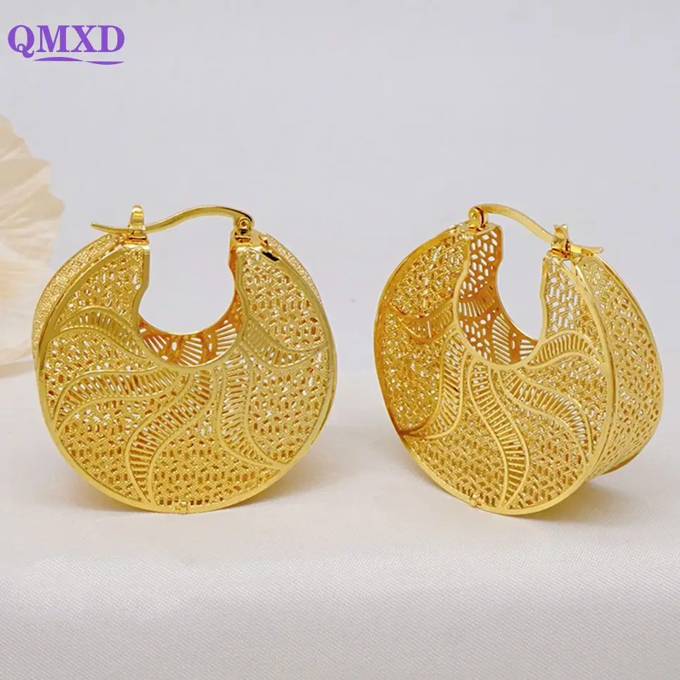 

Fashion Round Gold Color Earrings Jewelry For Trendy African Drop Statement Earrings Classic Lady Accesories Gifts