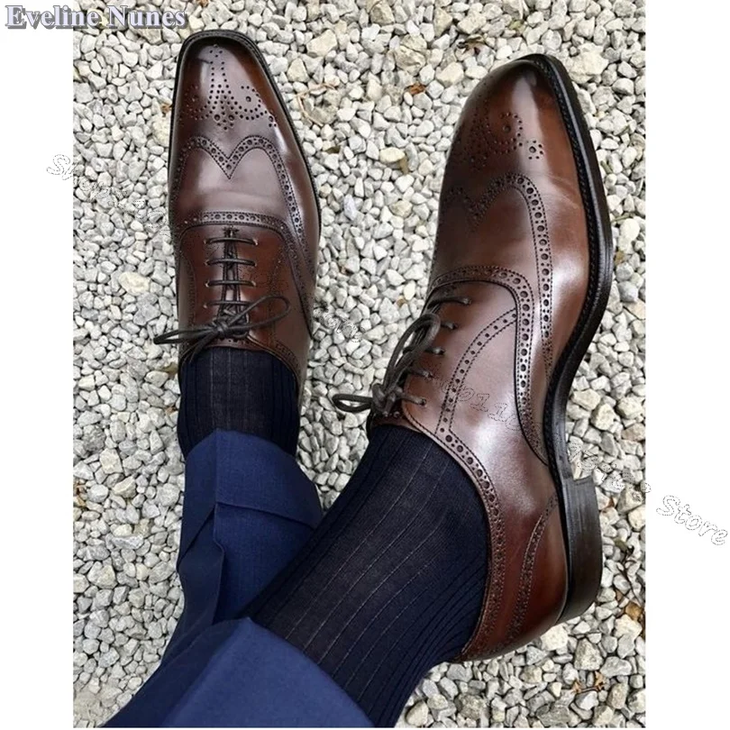 Bullock Carved Lace up Men Shoes Formal Comfortable British Style Fall Banquet Business Dress Shoes Size 38~44 Zapatillas Mujer