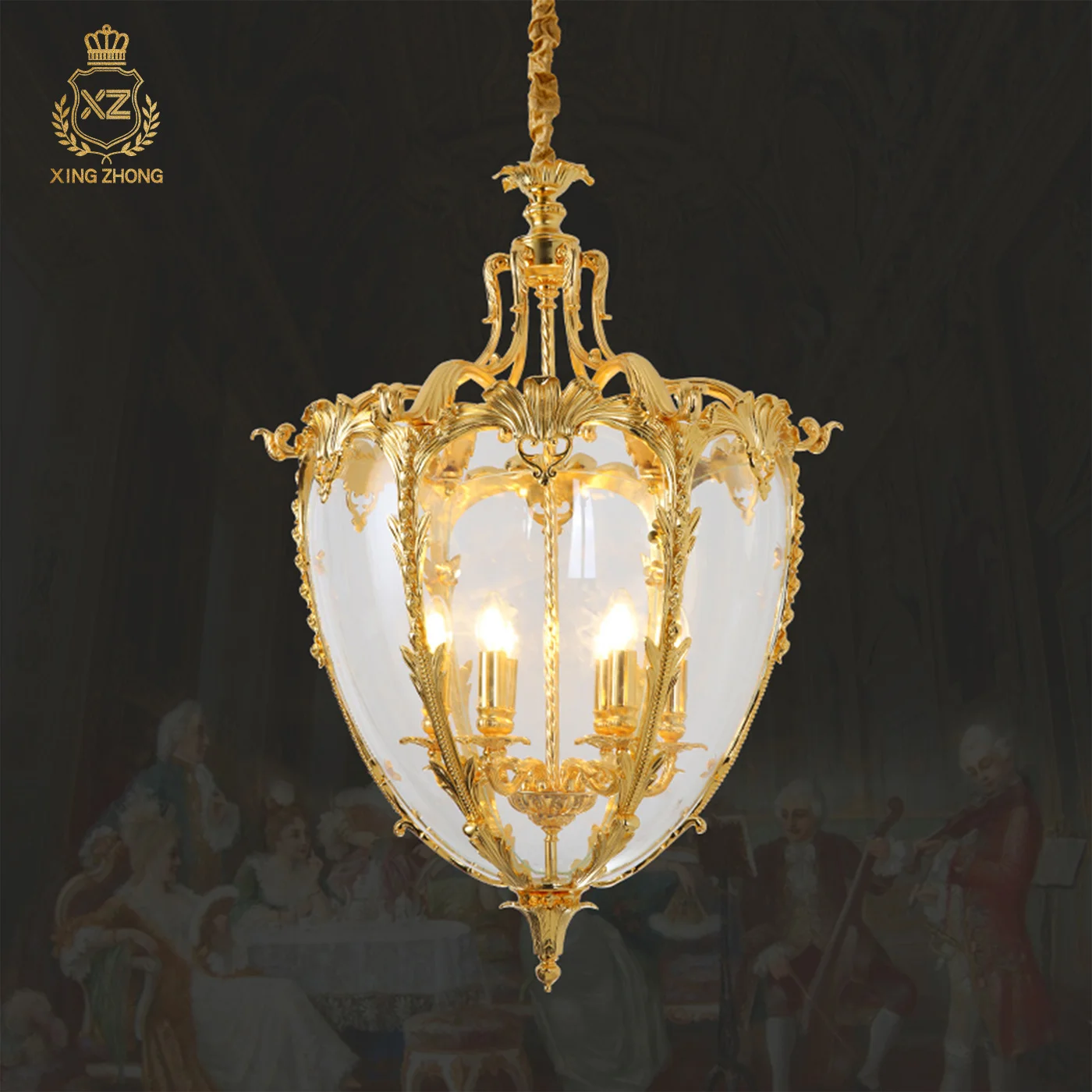 French Neo Classic Foyer Aisle Decorative Brass Small Pendant Light Apartment Stair Hallway Glass Single Pendant Lamp