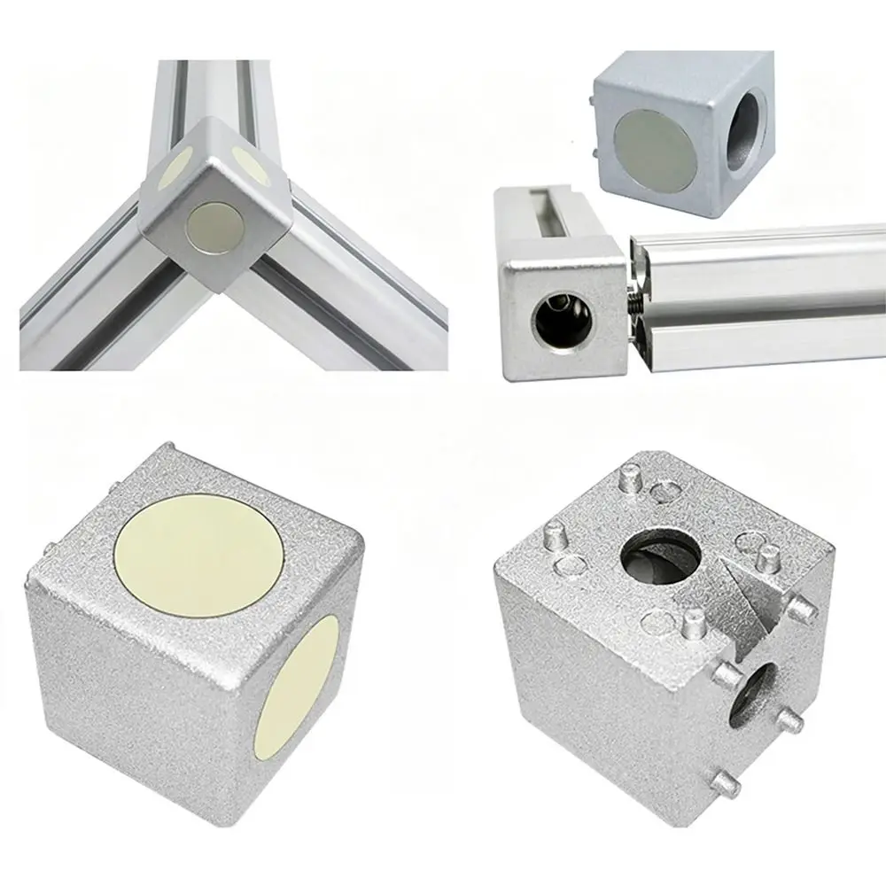 1Pcs 2020 3030 4040 4545 Aluminum Cube Corner Connector Aluminum Cube Design Aluminum Profile Fastener Profile Joint Silver