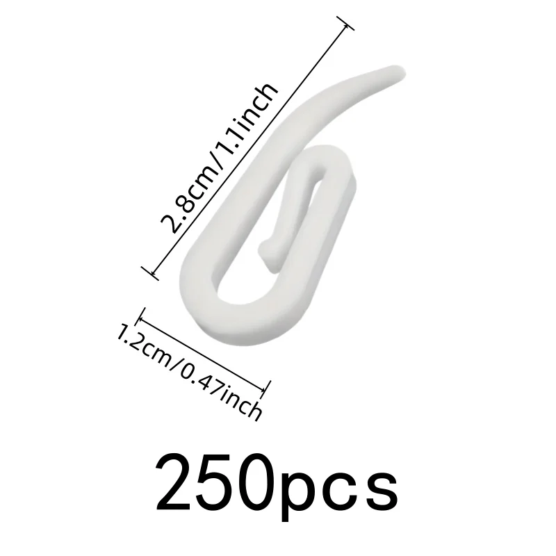 250 pcs Plastic Curtain Hooks Durable Plastic Material, designed for Living Room Curtains, Smooth Sliding Design