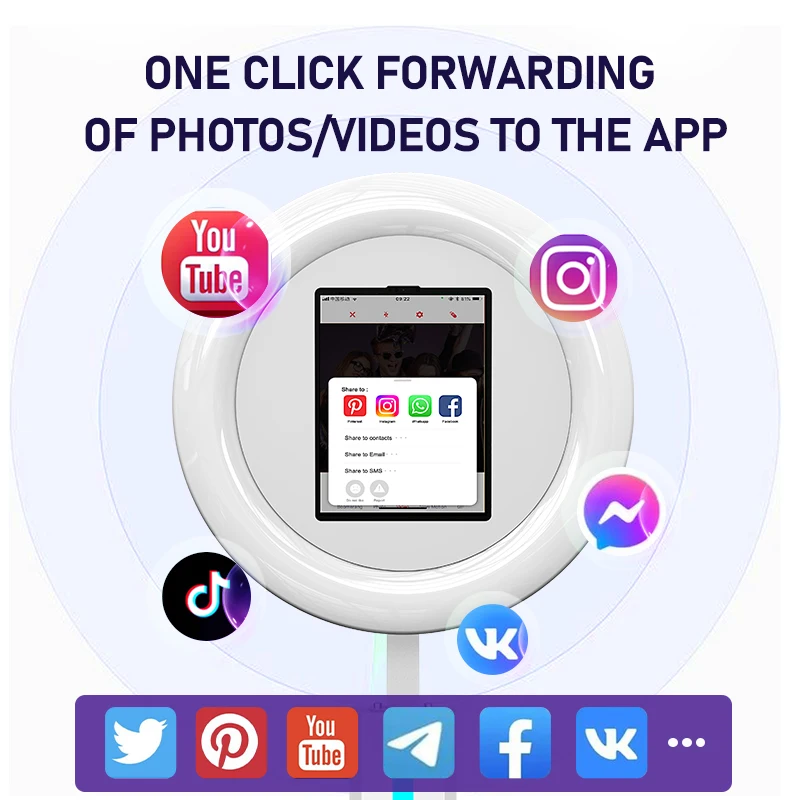 Portable Wedding Events Instant Magic Selfie Ipad Photo Booth Machine With Printer And Led Light