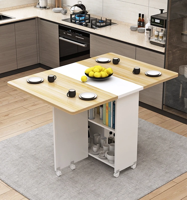 

Folding dining table with movable wheels, simple and multifunctional dining table