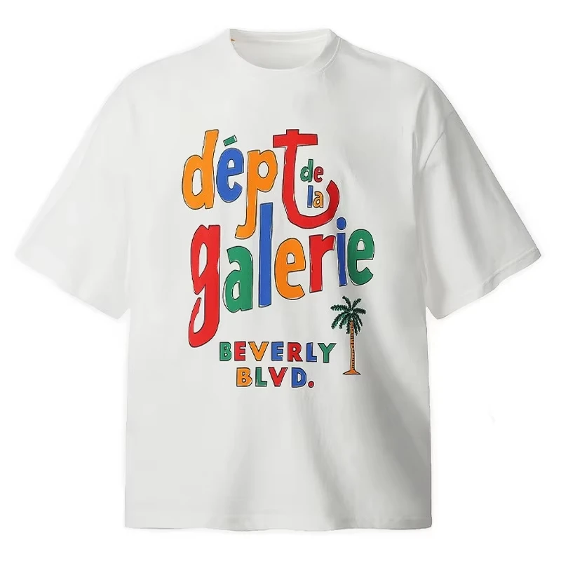 2026 Men's and Women's Trend Letterprint Cotton Round-neck Casual Regular Fit Gender-neutral T-shirt - Summer Quality Top