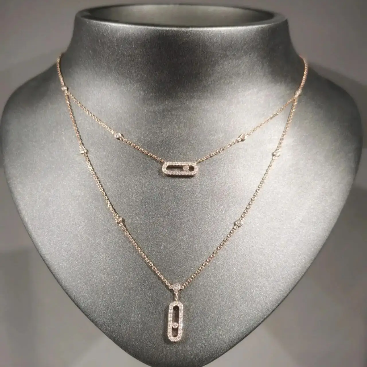 

Charm French style 925 Sterling Silver Women's Necklace Movable Diamond Fashion Romantic High-quality Party Gift Luxury Jewelry