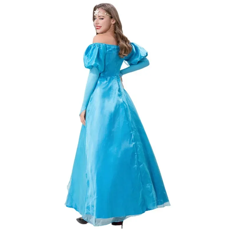 Mulheres adultas Halloween Princesa Traje Conto de Fadas Anime Role Play Azul Princesa Vestido Vestidos de Baile