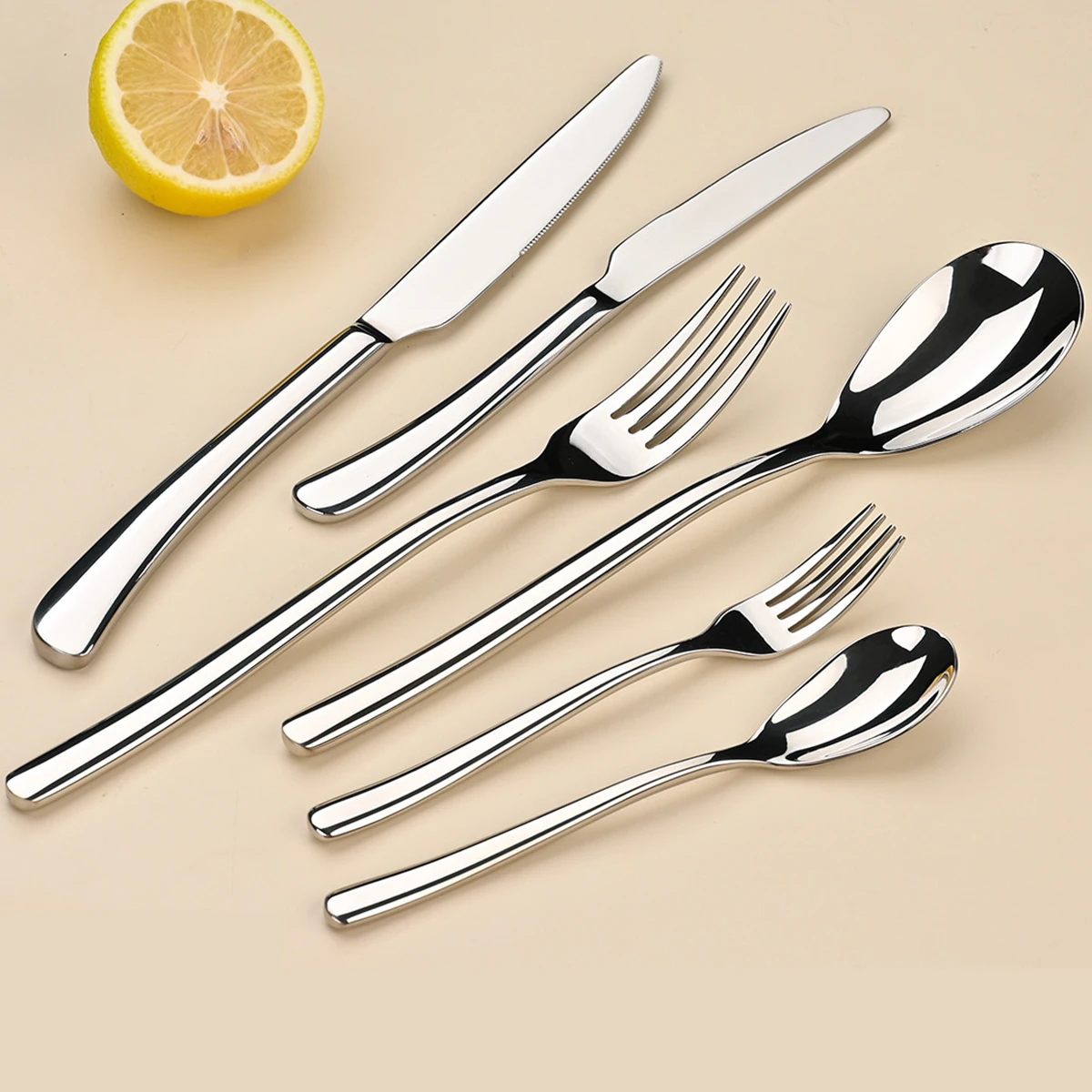 4pcs Stainless Steel Dinnerware Set Mirror Silver Knife Fork Spoon Cutlery Shiny High-quality Western Tableware Kitchen Flatware