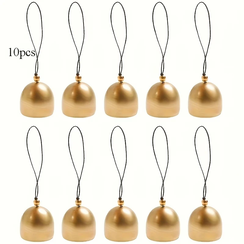 10-Pack of Golden Wind Chimes, Durable Metal Door Bells, Christmas Tree Decoration Bell Hangings, with a Crisp Sound, Suitable for Fun Decorations in Homes, Gardens, Patios, and Windows