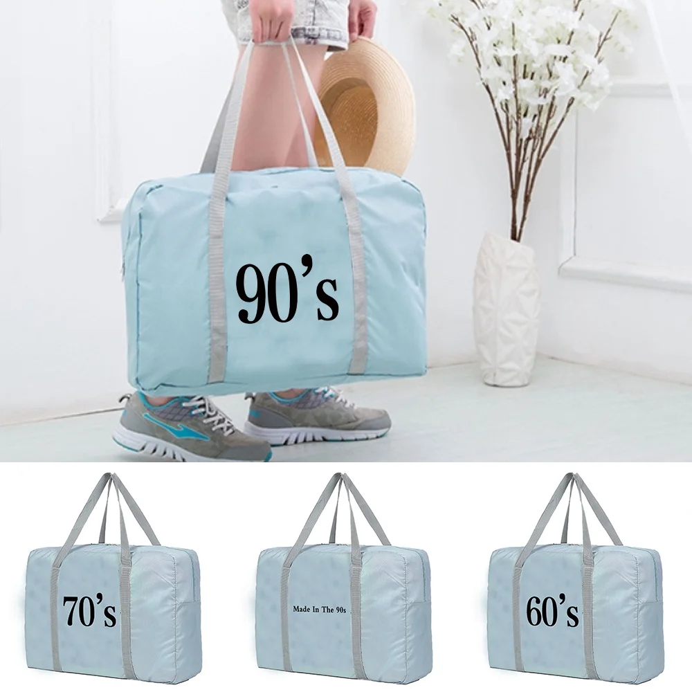 Unisex Travel Bags Organizers Large Capacity Weekend Bag Years  Pattern Foldable Clothes Storage Carry on Handbags