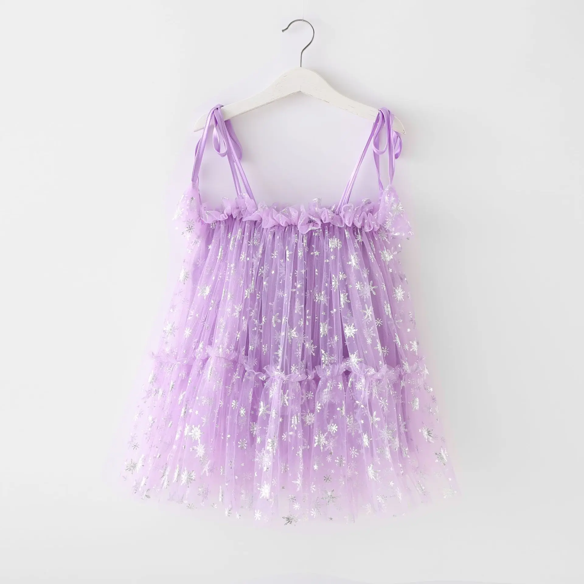 Robe de princesse gonflée avec nœud flocon de neige pour bébé fille, jupe à licou, vêtements mignons, olympiques d\'anniversaire, document solide,