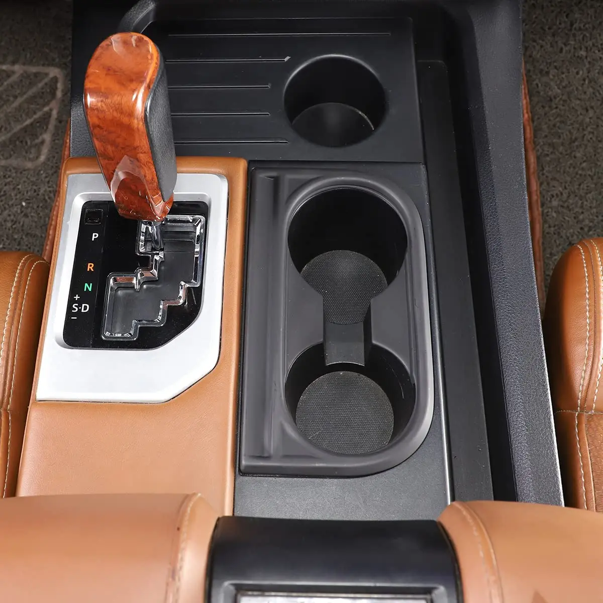 

Matte Black Center Console Cup Holder Trim Frame For Pickup Trucks 2014–2021 Front Armrest Interior Accessory
