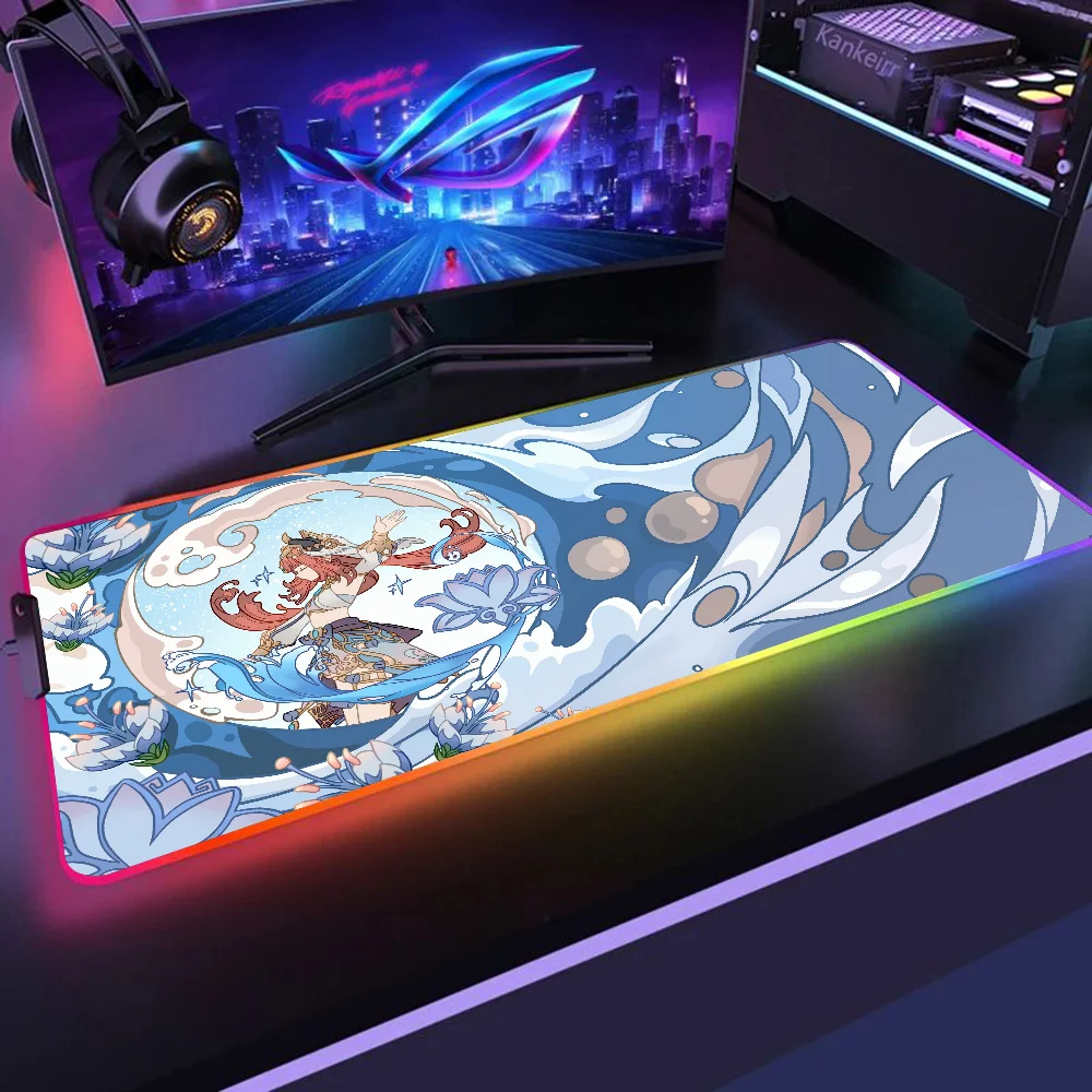 Genshin Impact Nilou Mousepad XXL RGB Gaming Mouse Pads HD Black Gamer Accessories Large LED