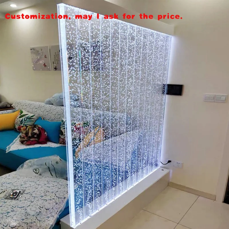 

custom.Indoor Home Decoration Artificial Waterfall Fountain Acrylic Panel Led Bubble Wall Room Divider