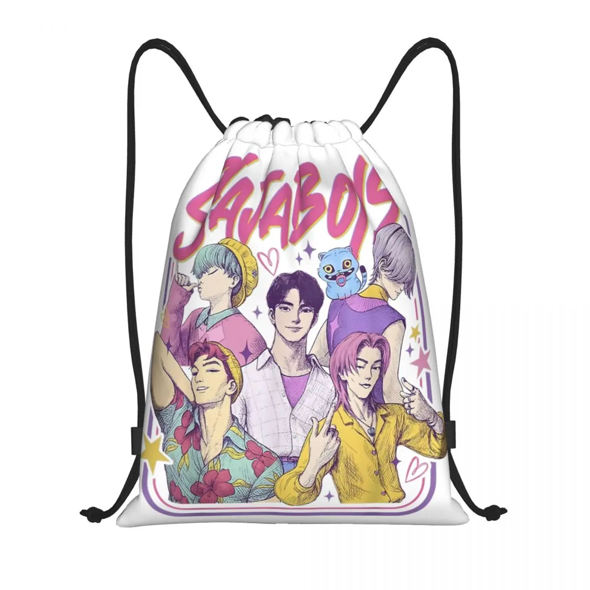 حقيبة ظهر برباط من Saja Boys Kpop Demon Hunters حقيبة رياضية للصالة الرياضية مقاومة للماء للتمرين
